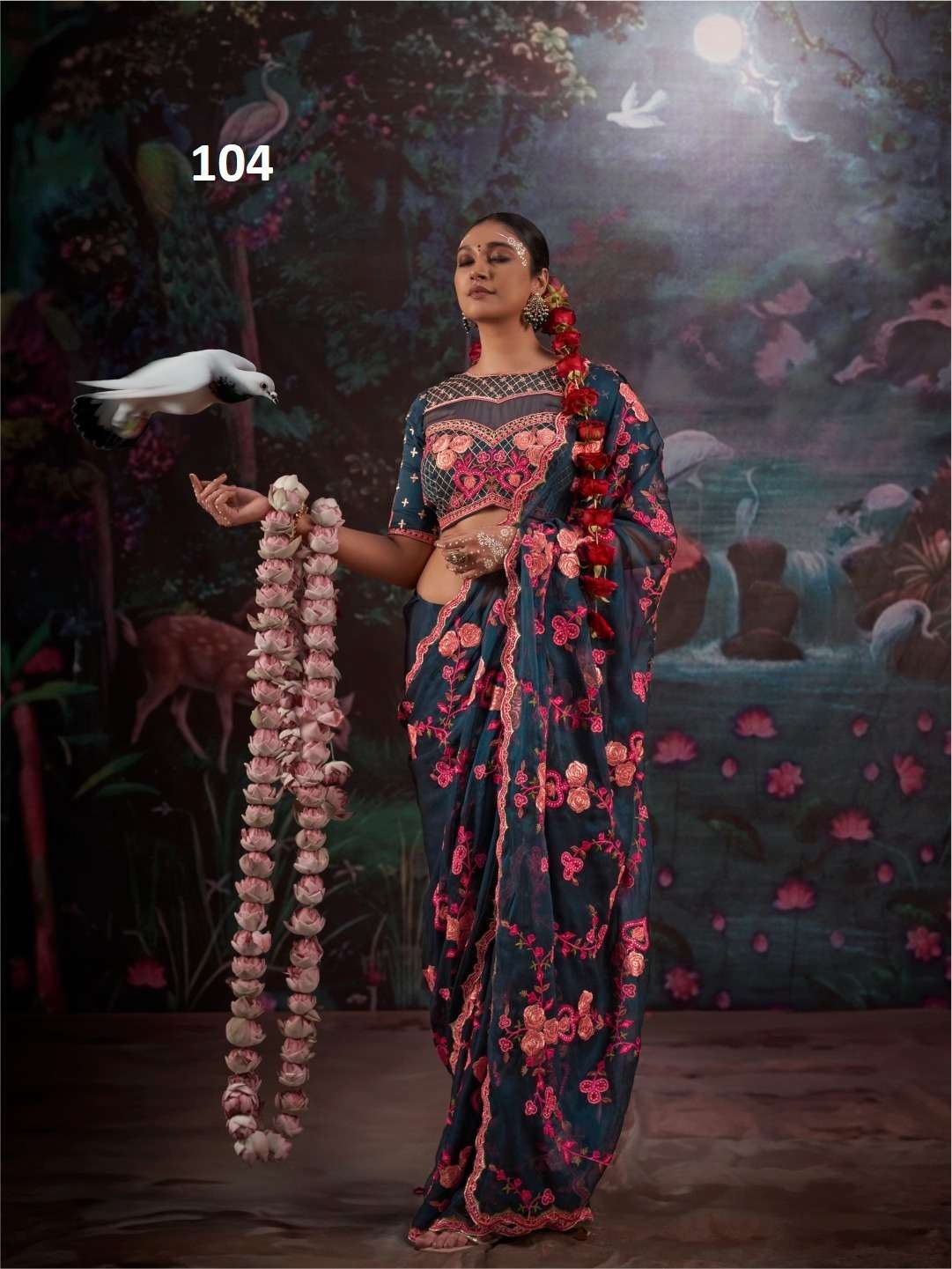 Kalaakand Madhuban Vol 1 Gold Shimmer Embroidered Saree - Amrah Wholesale