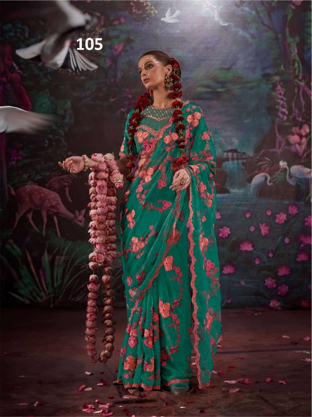 Kalaakand Madhuban Vol 1 Gold Shimmer Embroidered Saree - Amrah Wholesale