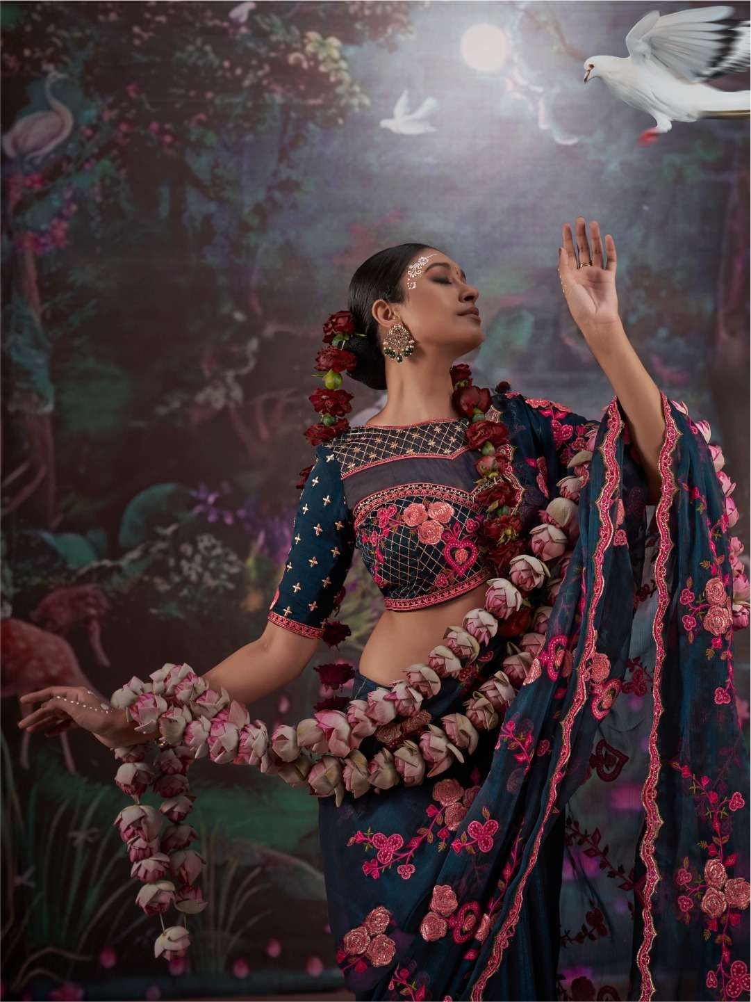 Kalaakand Madhuban Vol 1 Gold Shimmer Embroidered Saree - Amrah Wholesale