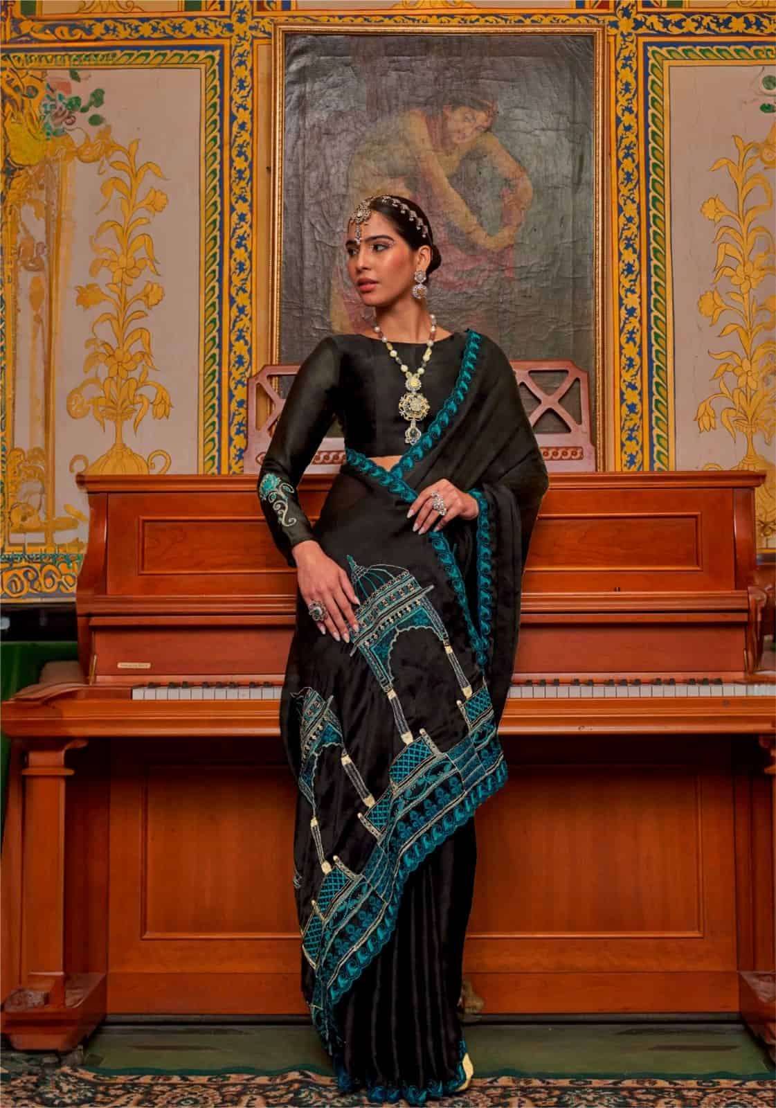Kalaakand Mandir 501 To 504 Satin Chiffon Embroidered Saree - Amrah Wholesale