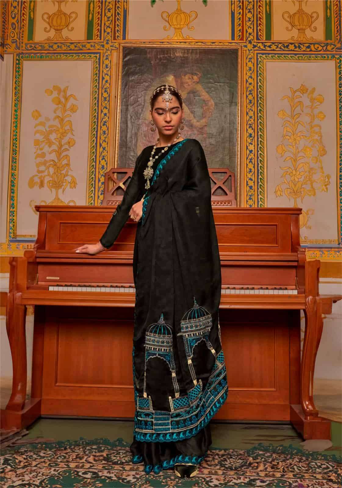 Kalaakand Mandir 501 To 504 Satin Chiffon Embroidered Saree - Amrah Wholesale
