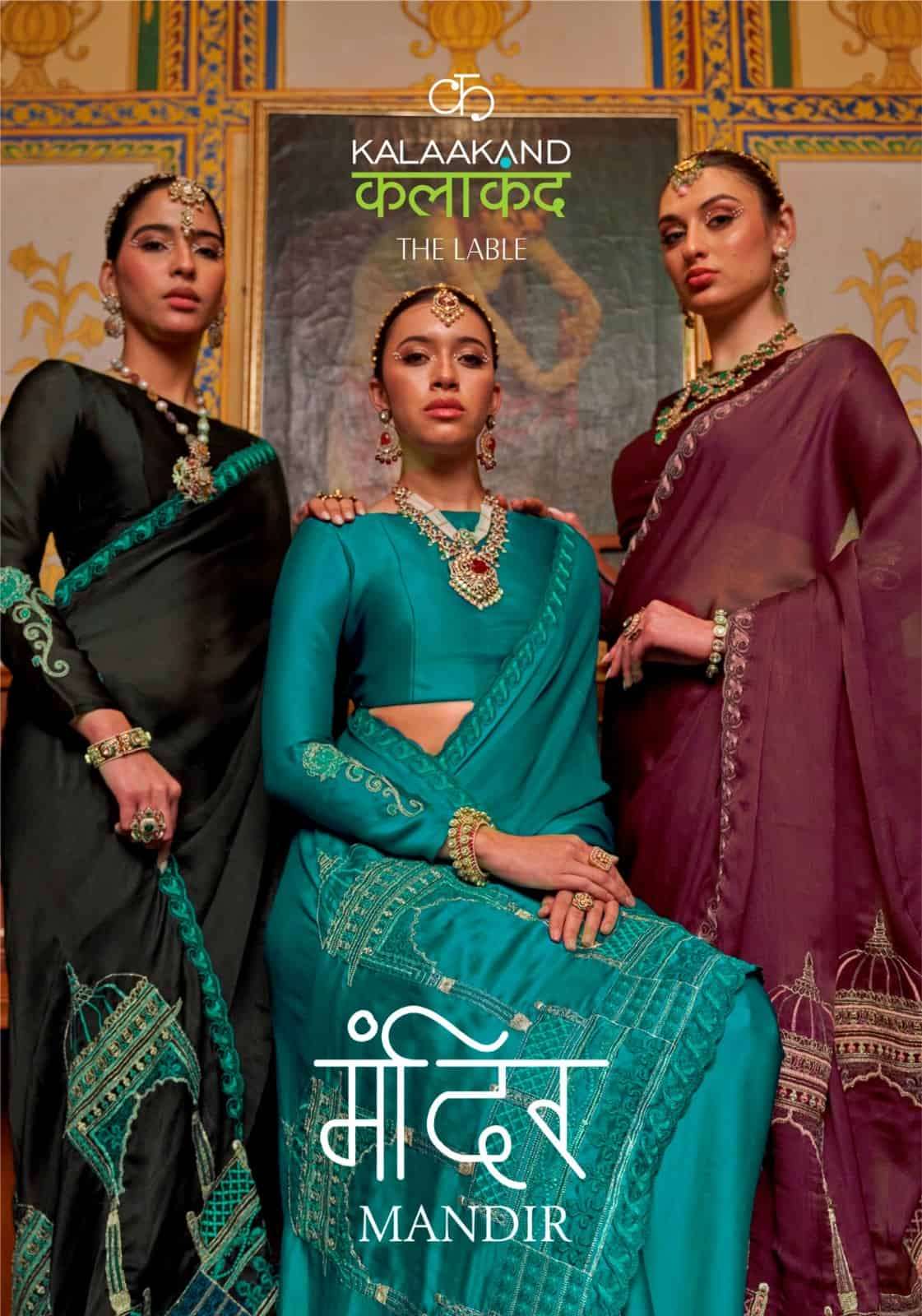 Kalaakand Mandir 501 To 504 Satin Chiffon Embroidered Saree - Amrah Wholesale