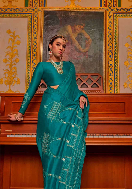 Kalaakand Mandir 501 To 504 Satin Chiffon Embroidered Saree