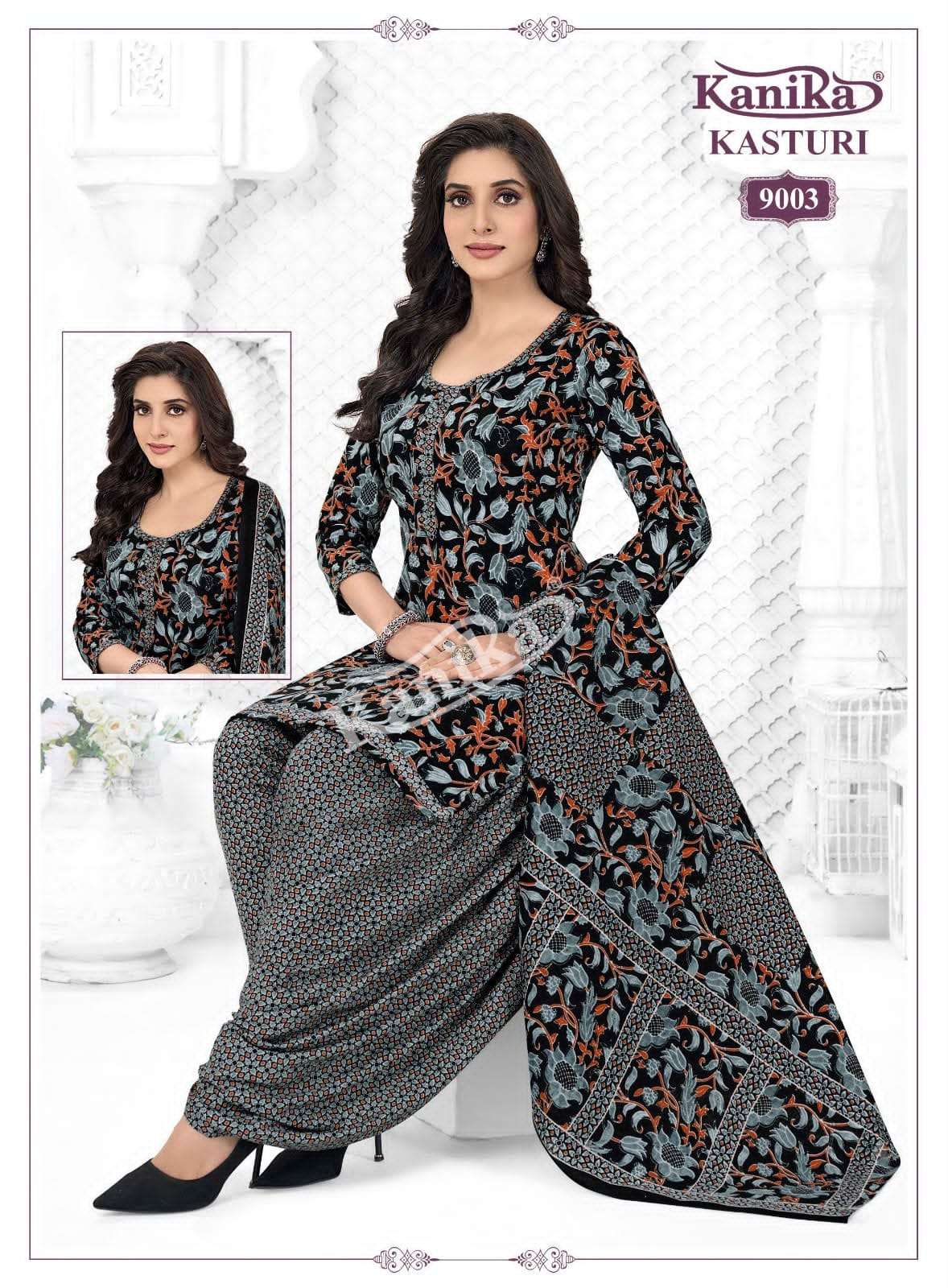 Kanika Kasturi Vol. 9 Printed Mix Fabric Kurti Pant Dupatta Set - Amrah Wholesale