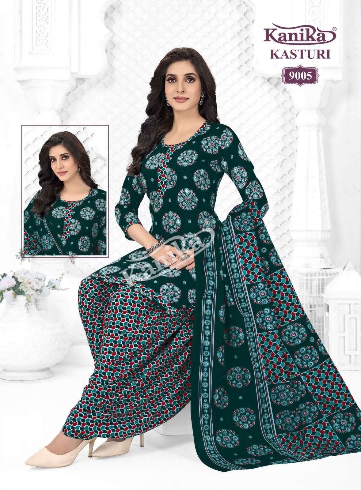 Kanika Kasturi Vol. 9 Printed Mix Fabric Kurti Pant Dupatta Set - Amrah Wholesale