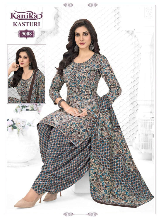 Kanika Kasturi Vol. 9 Printed Mix Fabric Kurti Pant Dupatta Set - Amrah Wholesale