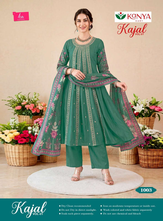 Kanya Kart Kajal Vol-1 Roman Silk Embroidered Stitched Salwar Suit Set