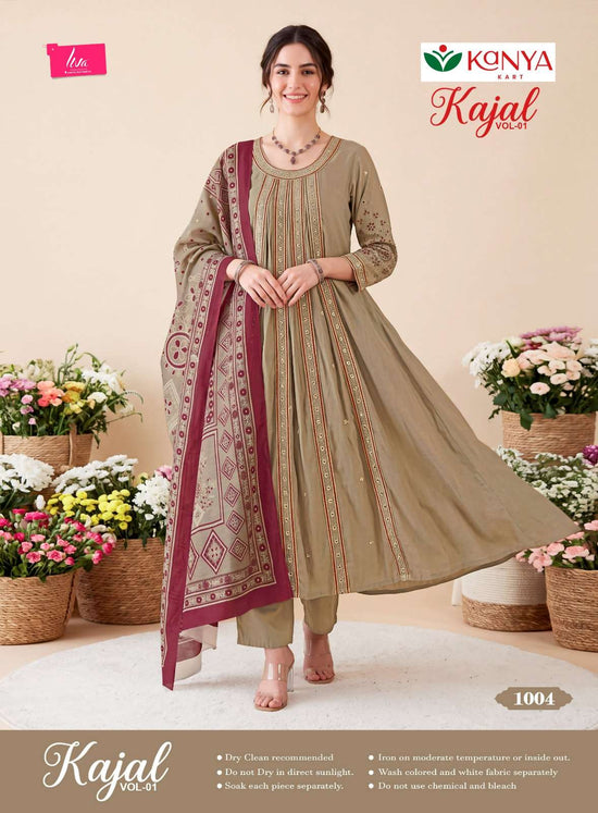 Kanya Kart Kajal Vol-1 Roman Silk Embroidered Stitched Salwar Suit Set