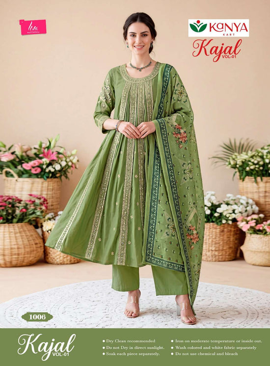 Kanya Kart Kajal Vol-1 Roman Silk Embroidered Stitched Salwar Suit Set
