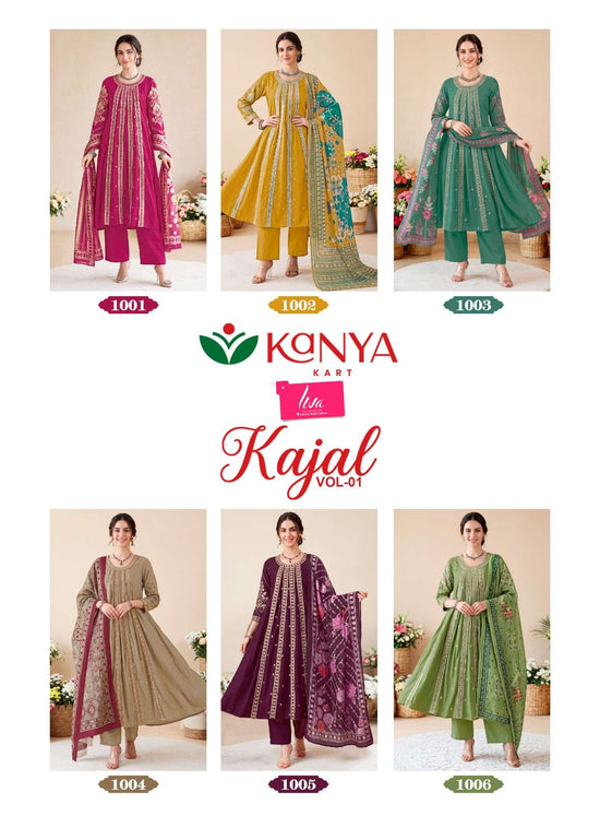 Kanya Kart Kajal Vol-1 Roman Silk Embroidered Stitched Salwar Suit Set