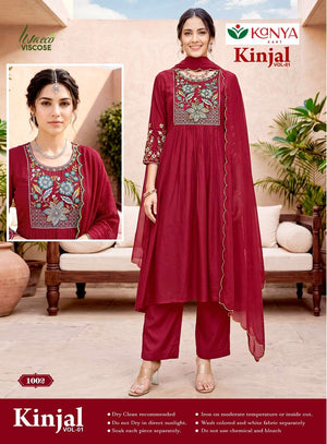Kanya Kart Kinjal Vol-1 Mal Chanderi Embroidered Anarkali Salwar Suit Set