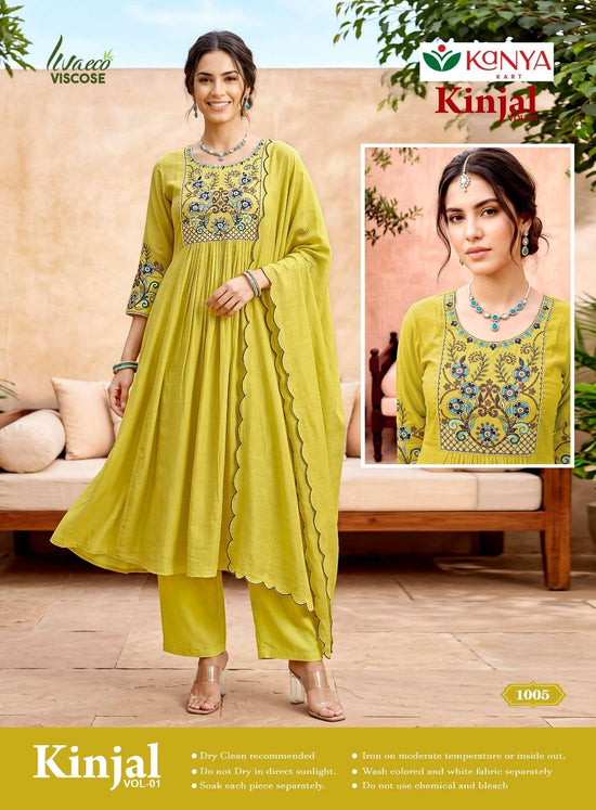 Kanya Kart Kinjal Vol-1 Mal Chanderi Embroidered Anarkali Salwar Suit Set