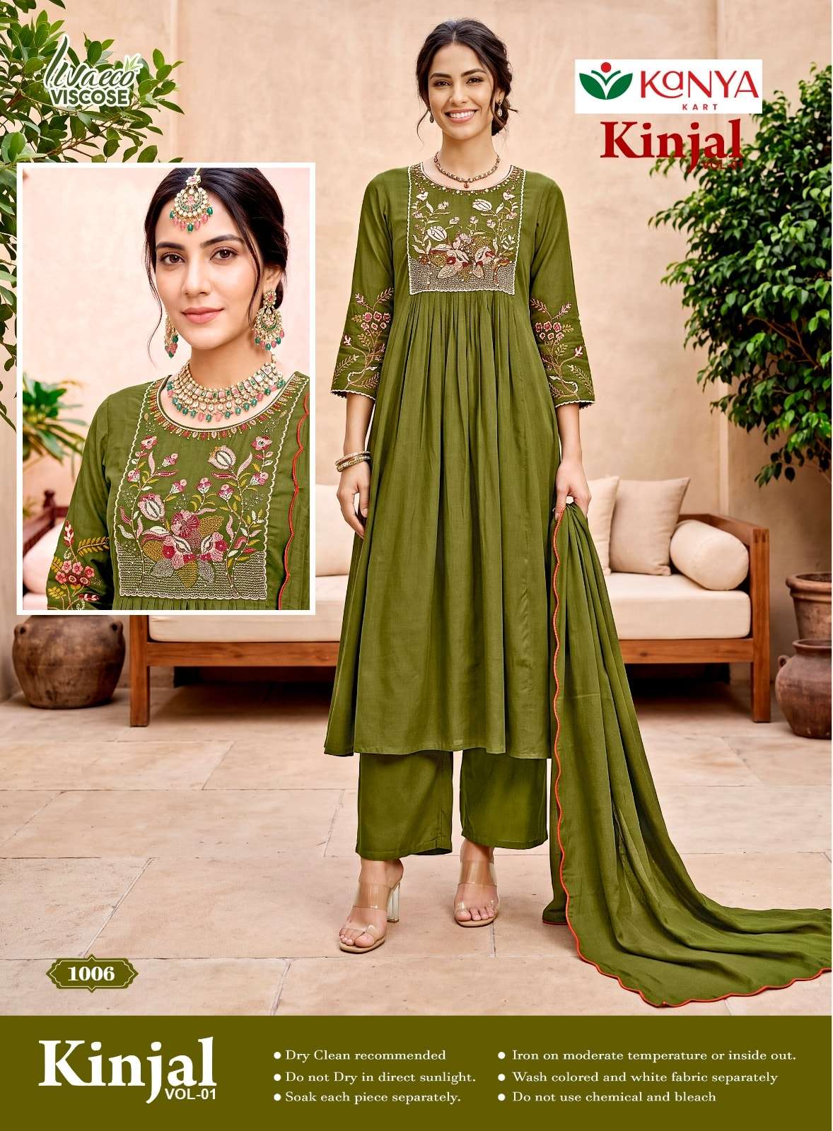 Kanya Kart Kinjal Vol-1 Mal Chanderi Embroidered Anarkali Salwar Suit Set