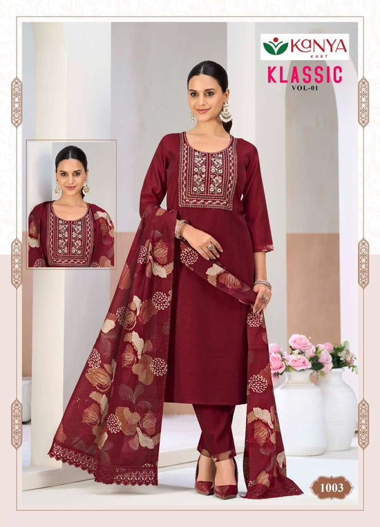 Kanya Kart Klassic Vol-1 Berlin Silk Embroidered Salwar Suit Set