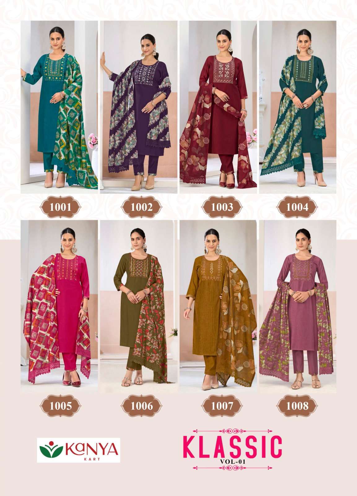 Kanya Kart Klassic Vol-1 Berlin Silk Embroidered Salwar Suit Set