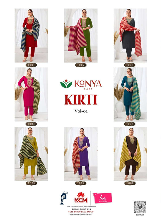KANYA KART KRITI VOL-1 Roman Silk Stitched Dress Collection
