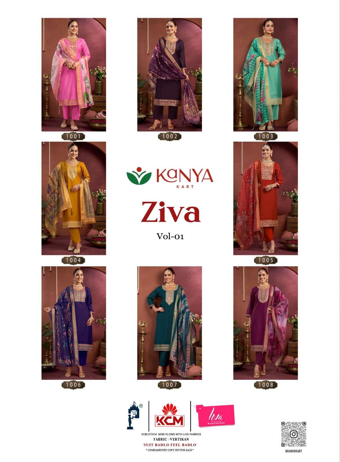 Kanya Kart Ziva Vol - 1 Vertican Embroidered Stitched Dresses - Amrah Wholesale