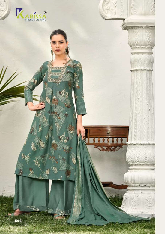 KARISSA HARLEEN Vatican Embroidered Printed Stitched Dress