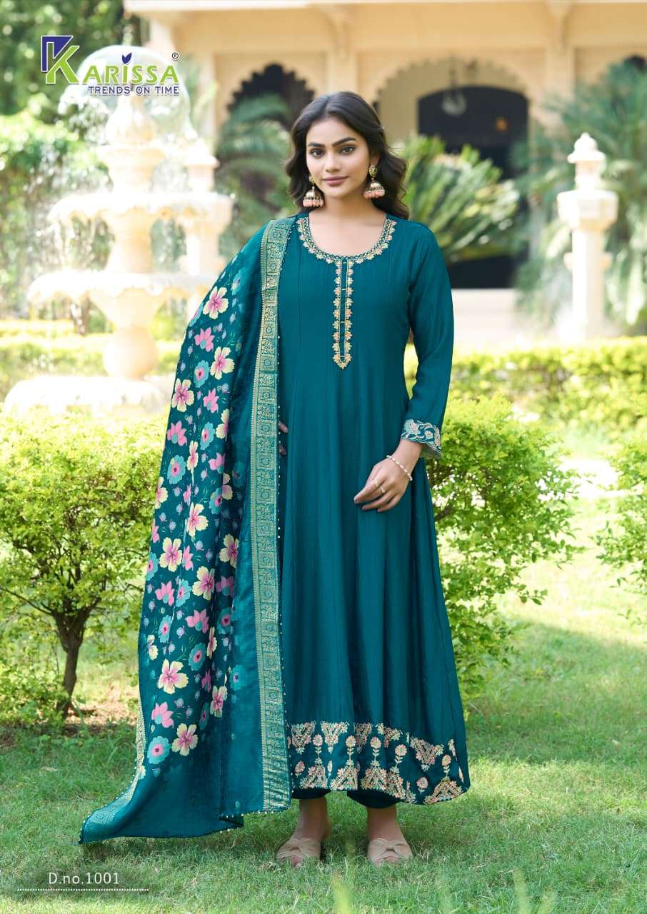 Karissa Satrangi Vichitra Silk Dress Material - Amrah Wholesale