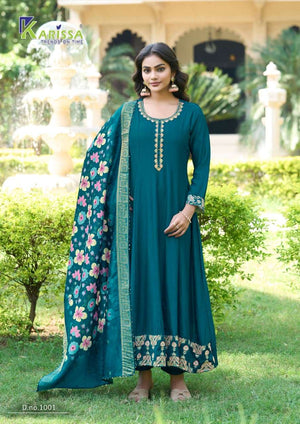 Karissa Satrangi Vichitra Silk Dress Material - Amrah Wholesale