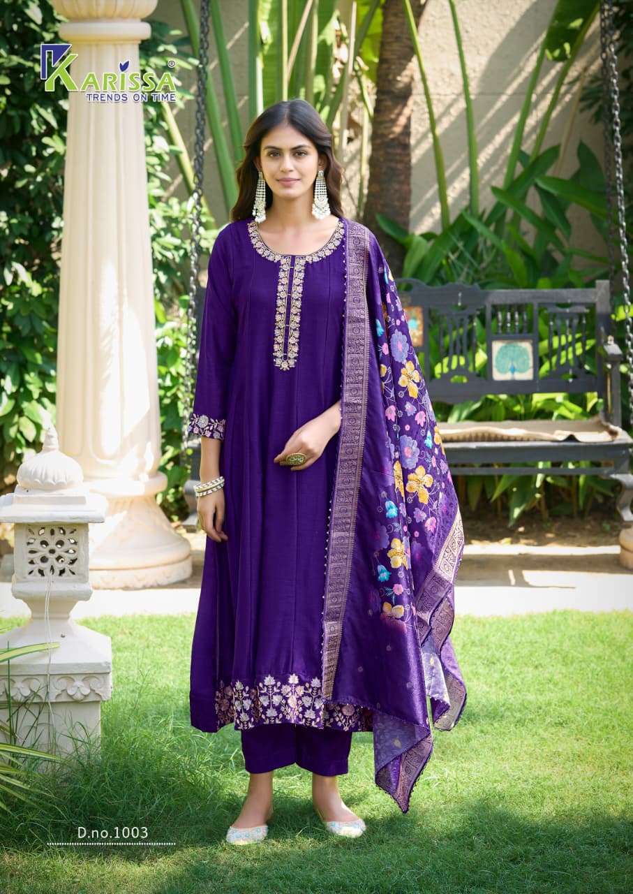 Karissa Satrangi Vichitra Silk Dress Material - Amrah Wholesale