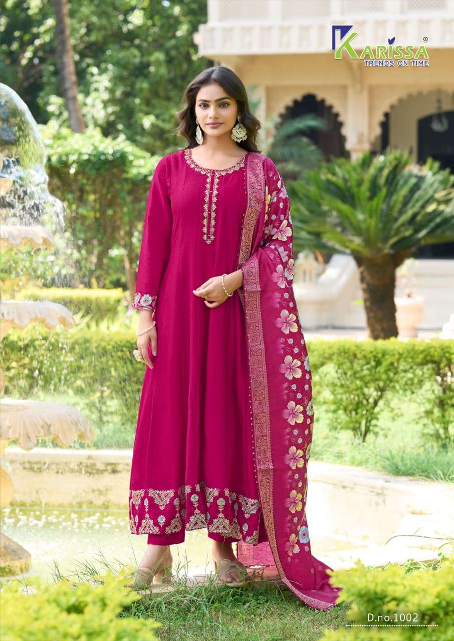 Karissa Satrangi Vichitra Silk Dress Material - Amrah Wholesale