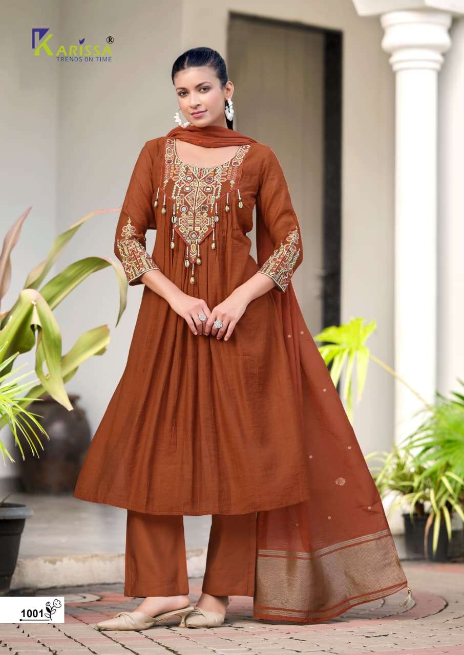 Karissa Supriya Viscose Embroidered Mirror Work Stitched Salwar Suit Set