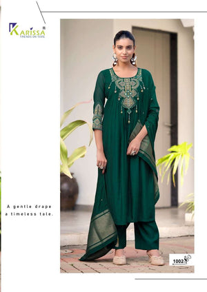 Karissa Supriya Viscose Embroidered Mirror Work Stitched Salwar Suit Set