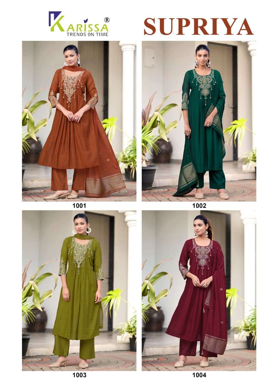Karissa Supriya Viscose Embroidered Mirror Work Stitched Salwar Suit Set