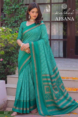 Kashvi Afsana Vol 1 Dull Moss Lehariya Printed Saree Wholesale - Amrah Wholesale