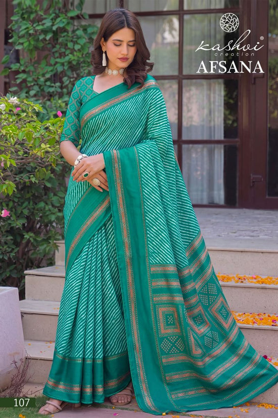 Kashvi Afsana Vol 1 Dull Moss Lehariya Printed Saree Wholesale - Amrah Wholesale