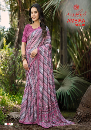 Kashvi Ambika Vol 1 Chocolate Digital Printed Saree - Amrah Wholesale
