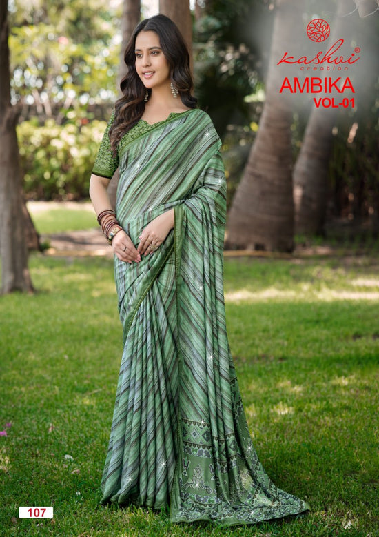 Kashvi Ambika Vol 1 Chocolate Digital Printed Saree