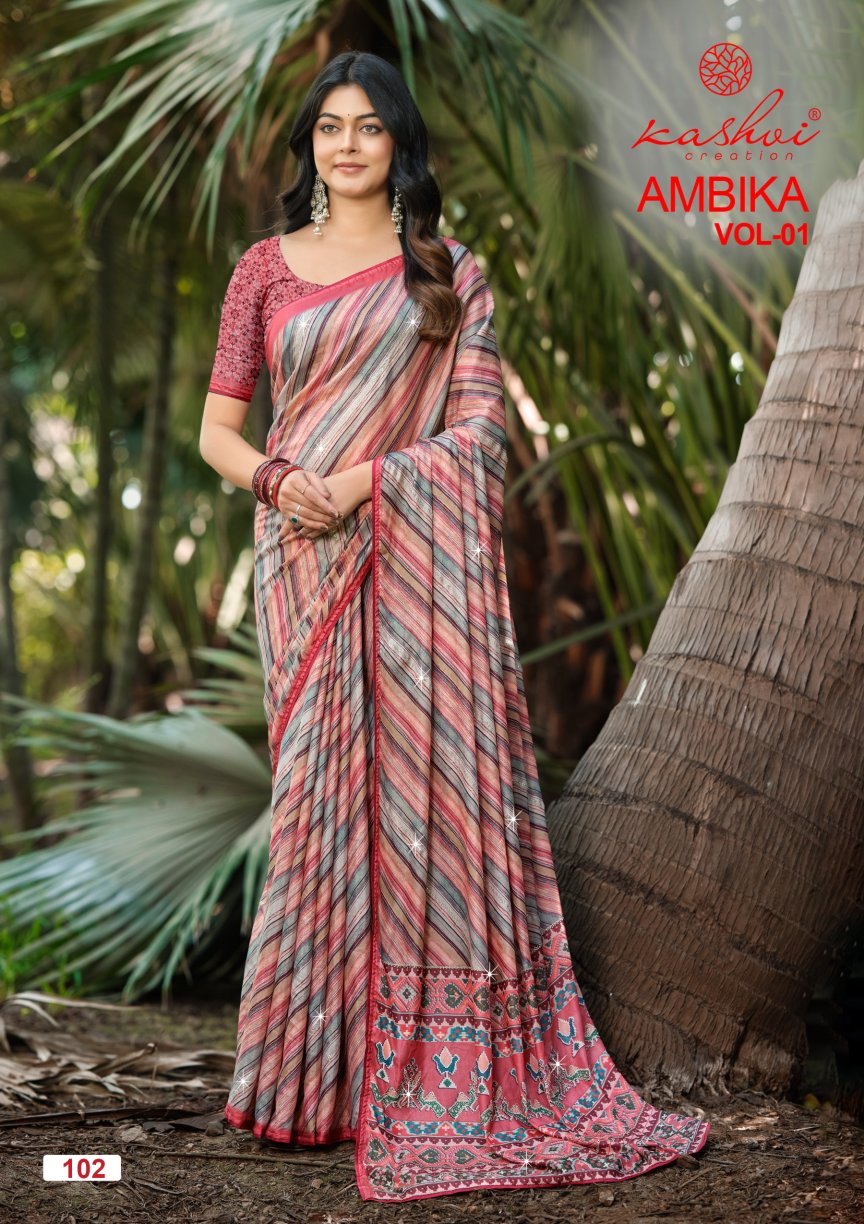 Kashvi Ambika Vol 1 Chocolate Digital Printed Saree