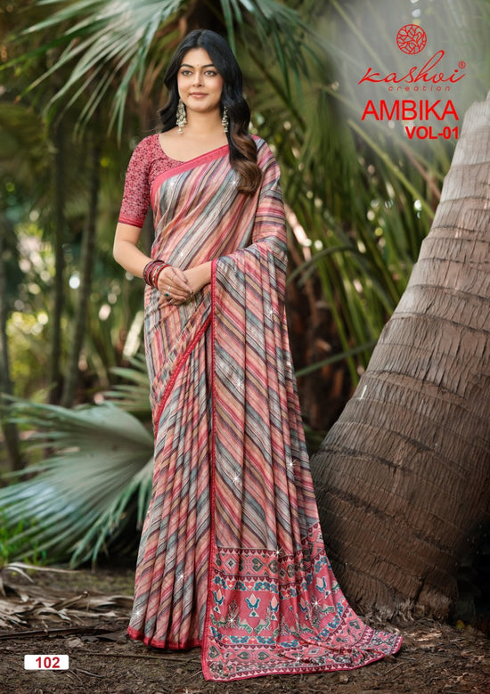 Kashvi Ambika Vol 1 Chocolate Digital Printed Saree