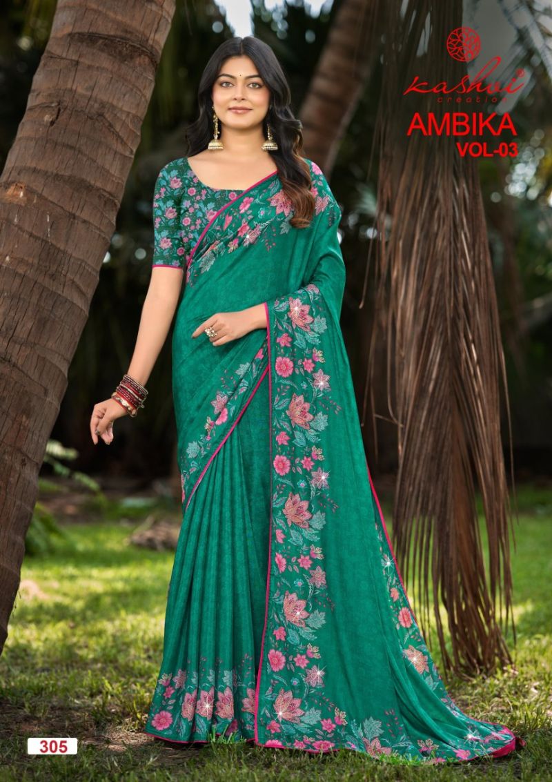 Kashvi Creation Ambika Vol 3 Chocolate Digital Print Saree