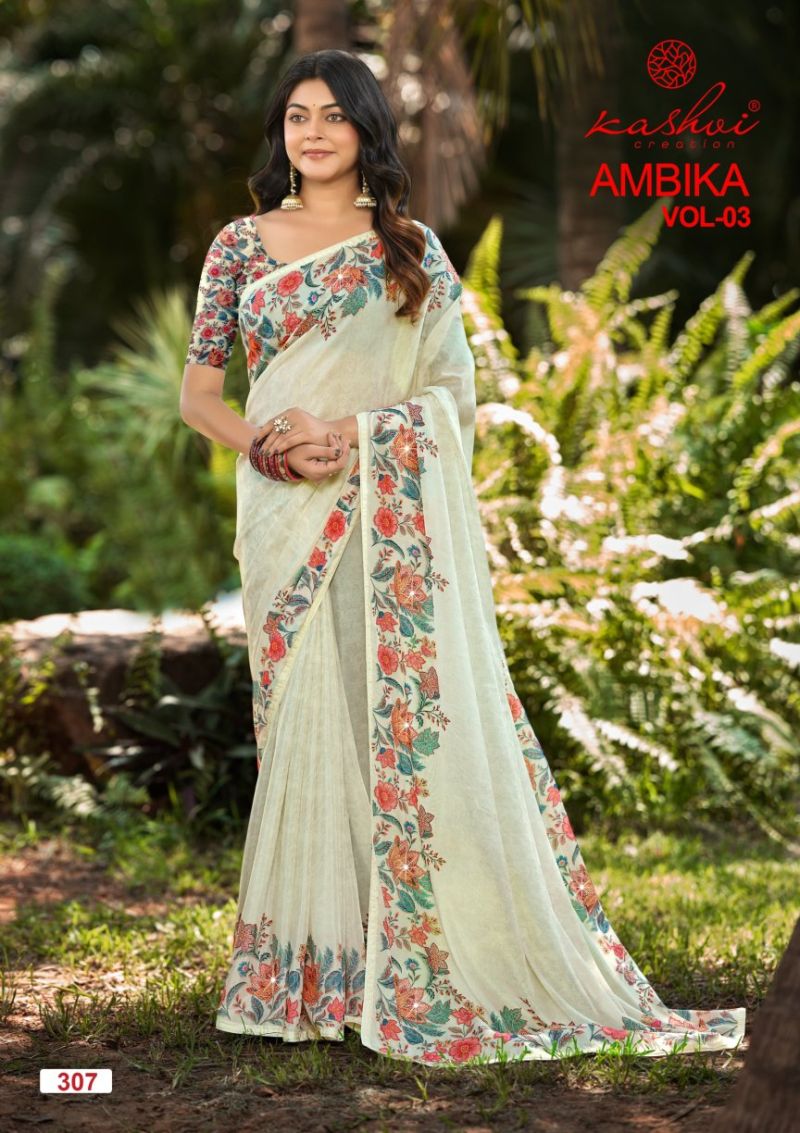 Kashvi Creation Ambika Vol 3 Chocolate Digital Print Saree