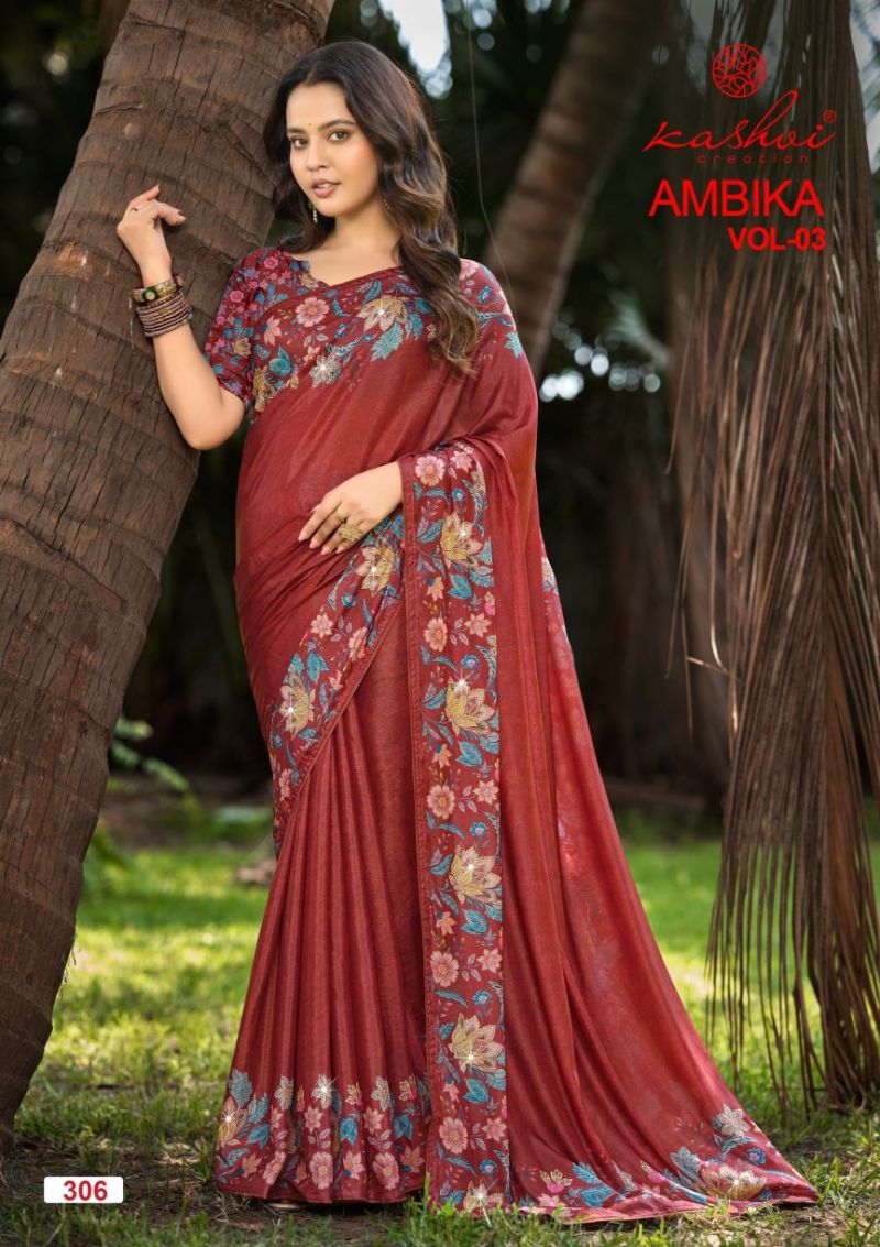 Kashvi Creation Ambika Vol 3 Chocolate Digital Print Saree