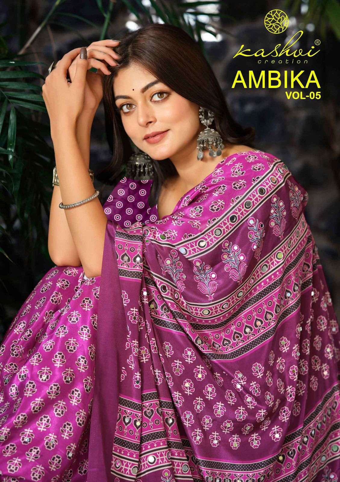 Kashvi Creation Ambika Vol 5 Crepe Silk Mirror Work Saree