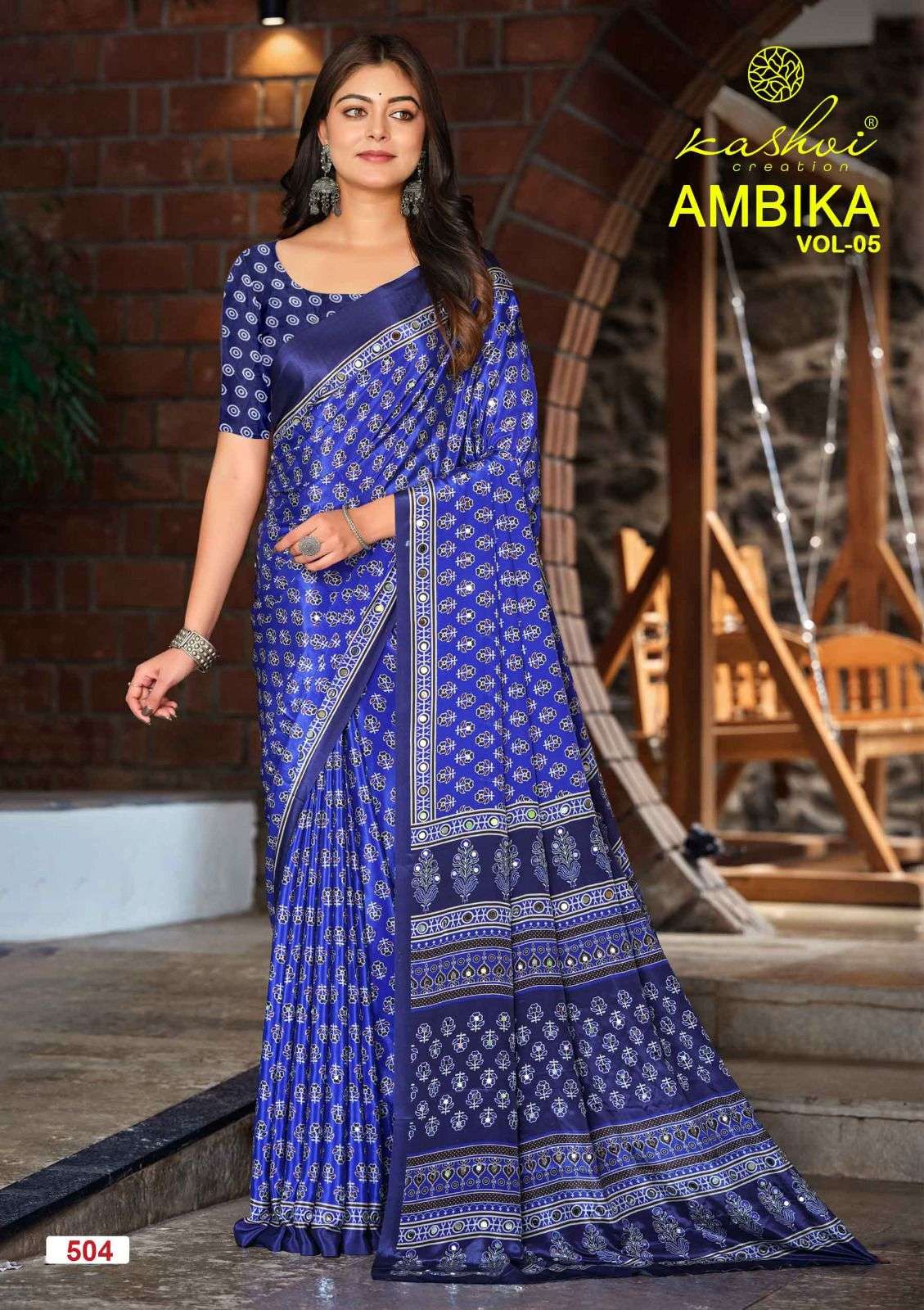 Kashvi Creation Ambika Vol 5 Crepe Silk Mirror Work Saree
