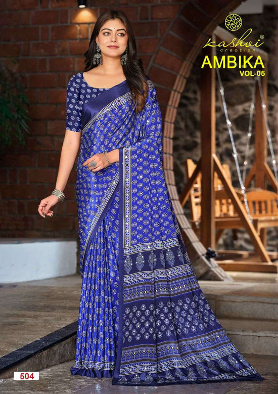 Kashvi Creation Ambika Vol 5 Crepe Silk Mirror Work Saree