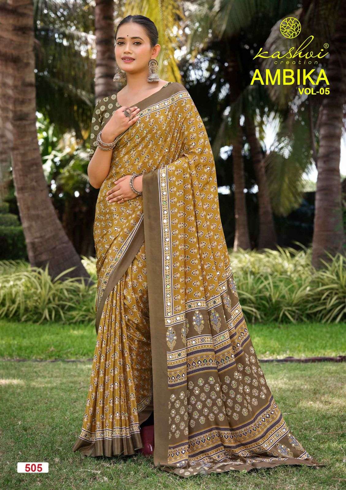 Kashvi Creation Ambika Vol 5 Crepe Silk Mirror Work Saree