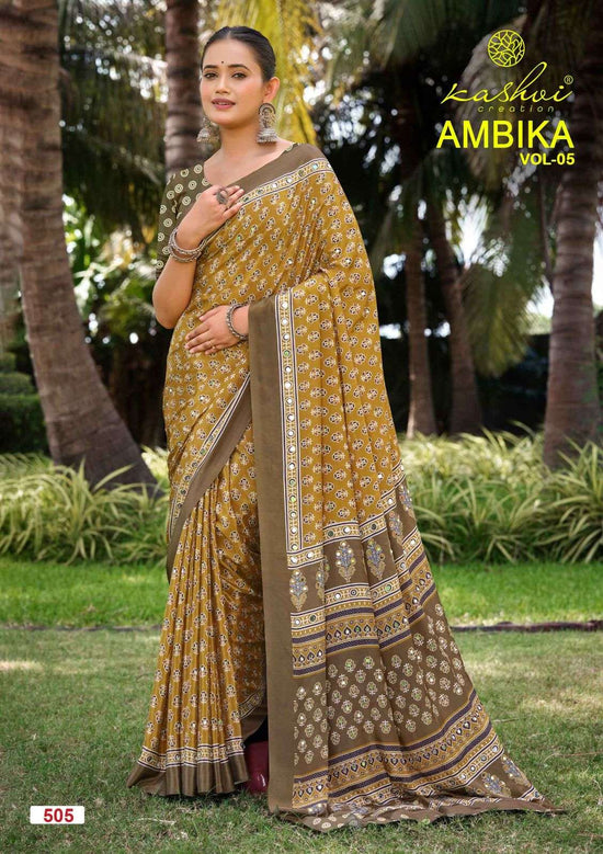 Kashvi Creation Ambika Vol 5 Crepe Silk Mirror Work Saree