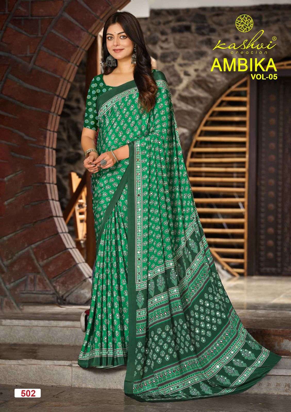 Kashvi Creation Ambika Vol 5 Crepe Silk Mirror Work Saree