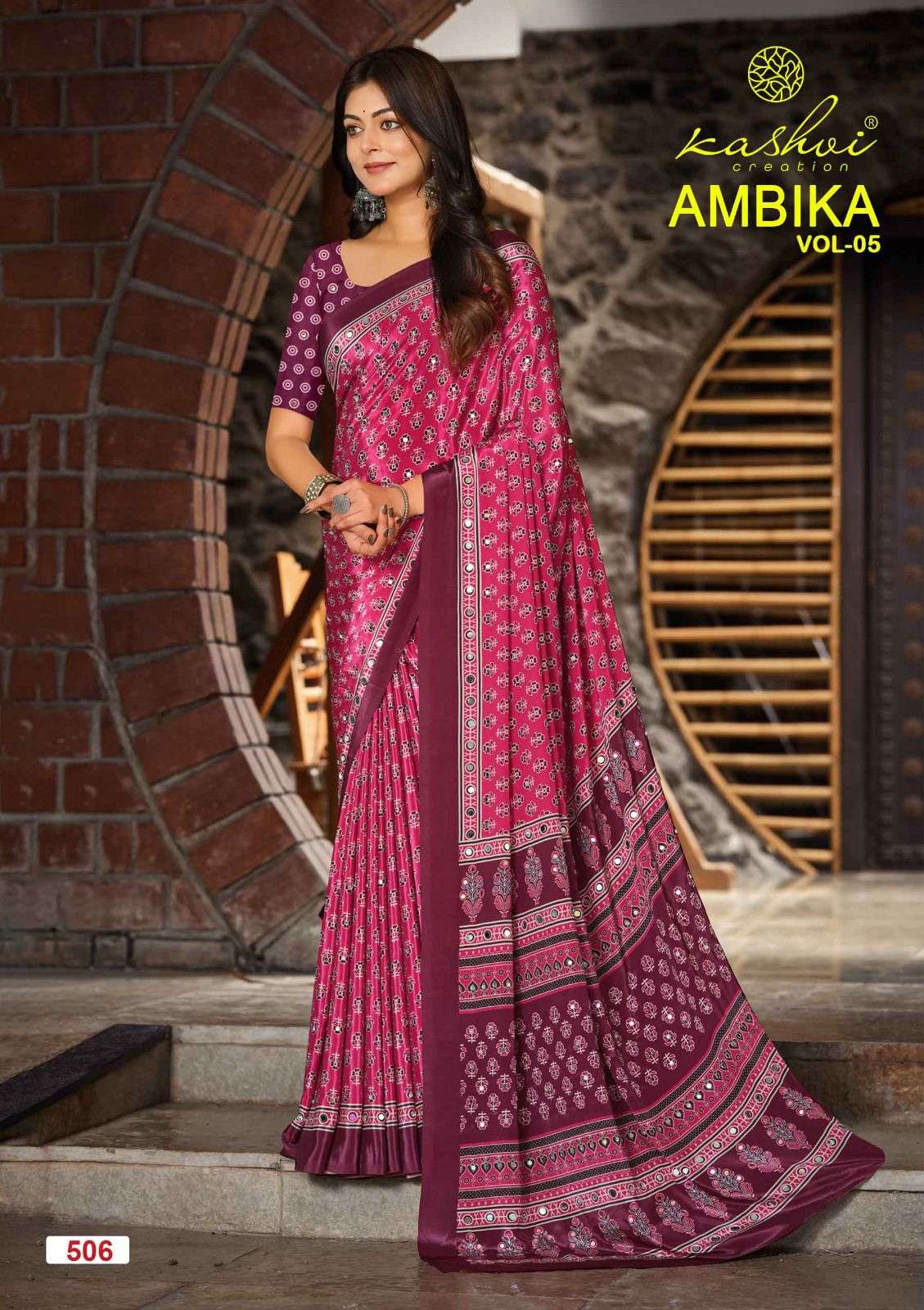 Kashvi Creation Ambika Vol 5 Crepe Silk Mirror Work Saree