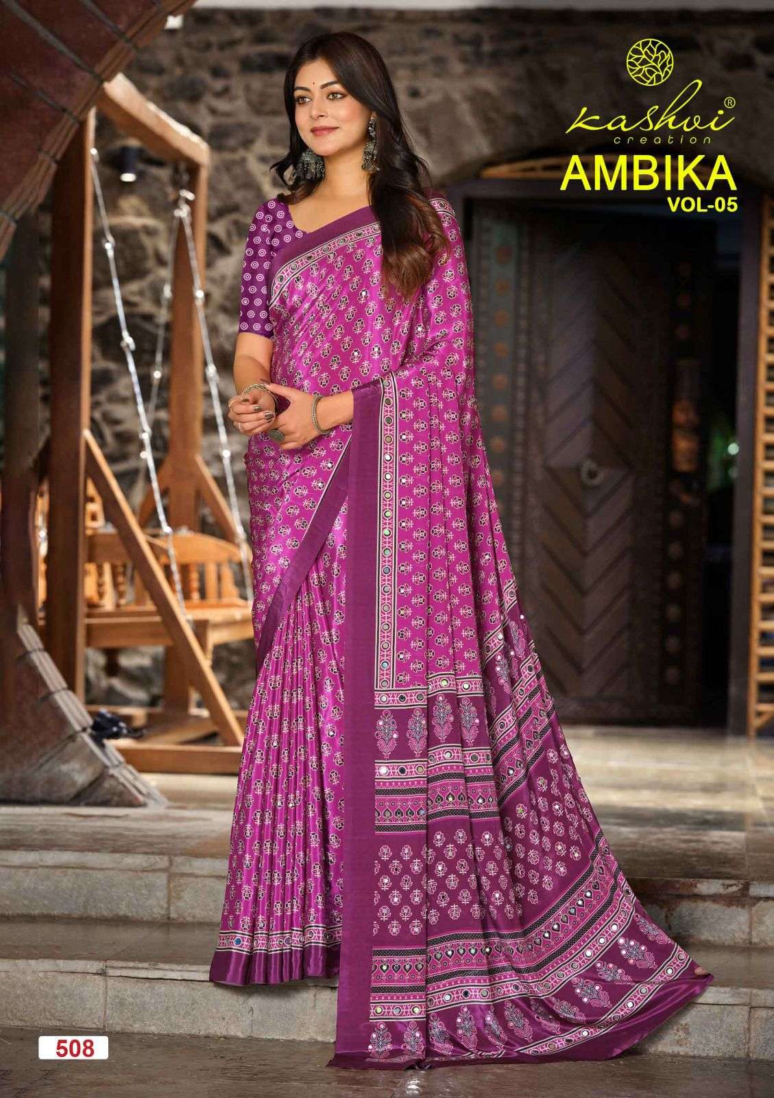 Kashvi Creation Ambika Vol 5 Crepe Silk Mirror Work Saree