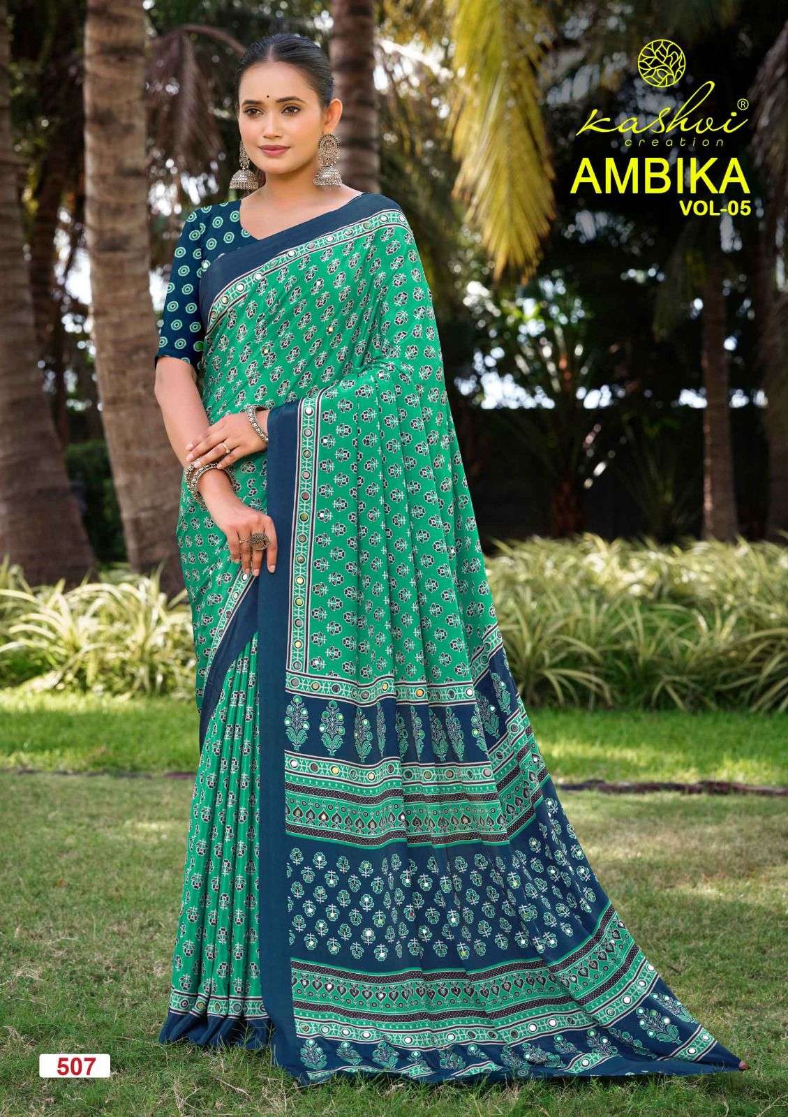 Kashvi Creation Ambika Vol 5 Crepe Silk Mirror Work Saree