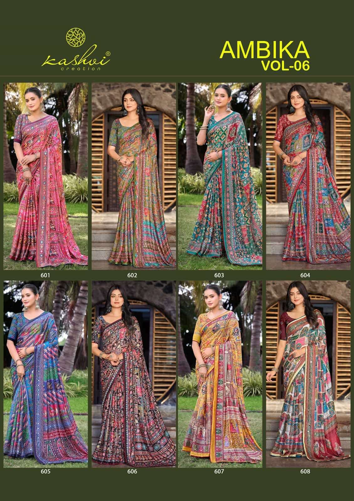 Kashvi Creation Ambika Vol 6 Chocolate Digital Print Saree Collection