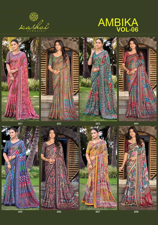 Kashvi Creation Ambika Vol 6 Chocolate Digital Print Saree Collection