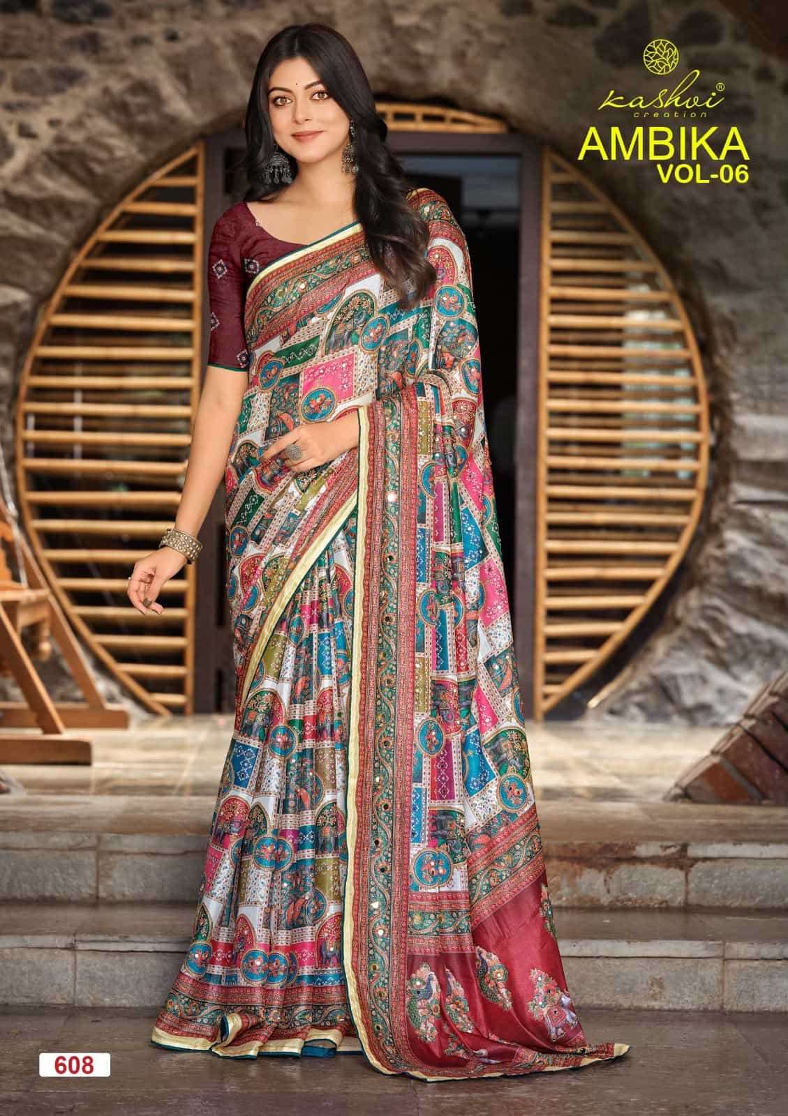 Kashvi Creation Ambika Vol 6 Chocolate Digital Print Saree Collection